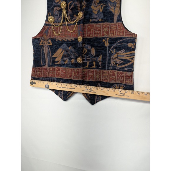 SAM Accoutrements Egyptian Hieroglyph Tapestry Vest Gold Chain Detail Large - Picture 6 of 8
